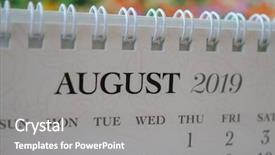 Presentation with 2019 - Slide deck consisting of close up calendar of august background and a gray colored foreground