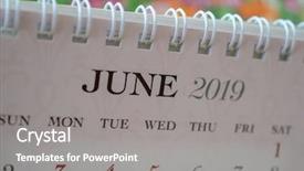  Presentation with 2019 - Cool new slides with close up calendar of june 2019 backdrop and a gray colored foreground