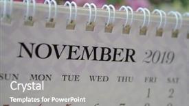  Presentation with 2019 - Amazing PPT layouts having close up calendar of november backdrop and a gray colored foreground
