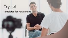  Presentation with interview - Beautiful theme featuring close-up-camera backdrop and a white colored foreground