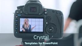  Presentation with interview - PPT theme consisting of close-up-camera background and a ocean colored foreground