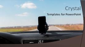  Presentation with smart - Amazing PPT layouts having close-up-car-smart-phone backdrop and a light blue colored foreground