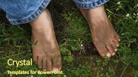  Presentation with feet - Presentation enhanced with close up caucasian child's dirty feet and toes in grass background and a tawny brown colored foreground