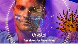  Presentation with abstract circles - PPT theme with close-up-caucasian-soccer-player background and a violet colored foreground