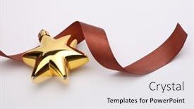  Presentation with star gold - PPT theme featuring close-up-christmas-gold-glitter background and a white colored foreground