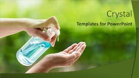  Presentation with disinfection - Cool new presentation theme with close-up-cleaning-hand-using backdrop and a yellow colored foreground