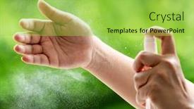  Presentation with virus infection - PPT layouts enhanced with close-up-cleaning-hand-using background and a yellow colored foreground