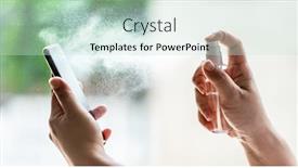  Presentation with virus infection - Beautiful theme featuring close-up-cleaning-mobile-phone backdrop and a soft green colored foreground