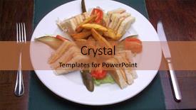  Presentation with sandwich - Slides featuring close up club sandwich plate on table background and a red colored foreground