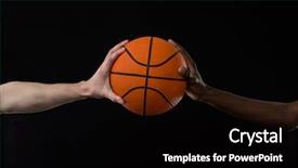  Presentation with basketball - PPT layouts having close-up competitors holding basketball background and a black colored foreground