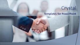  Presentation with handshake - Theme enhanced with close-up-confident-business-handshake background and a sky blue colored foreground