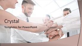  Presentation with unity - PPT theme featuring close up confident business team background and a lemonade colored foreground