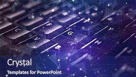  Presentation with baking concept on dark - PPT layouts consisting of close-up dark keyboard background and a navy blue colored foreground