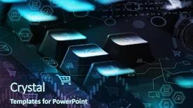  Presentation with erp system - Beautiful presentation theme featuring close-up dark keyboard backdrop and a navy blue colored foreground