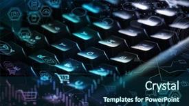  Presentation with erp system - Slide deck with close-up dark keyboard background and a ocean colored foreground