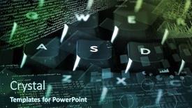  Presentation with programing - Cool new slide deck with informatics - close-up dark keyboard with coding backdrop and a ocean colored foreground