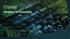  Presentation with programing - Slide deck consisting of close-up dark keyboard with coding and programing concept background and a tawny brown colored foreground