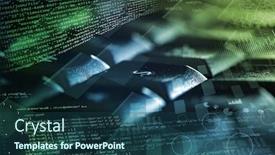  Presentation with programing - PPT theme featuring close-up-dark-keyboard background and a ocean colored foreground