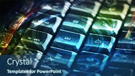  Presentation with cyber security - Cool new presentation with close-up-dark-keyboard backdrop and a ocean colored foreground