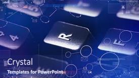  Presentation with communication - Presentation theme enhanced with close-up-dark-keyboard background and a navy blue colored foreground