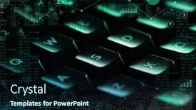  Presentation with keyboard - Colorful PPT layouts enhanced with close-up-dark-keyboard backdrop and a navy blue colored foreground