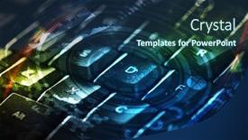  Presentation with cyber security - Amazing slide deck having close-up-dark-keyboard backdrop and a ocean colored foreground