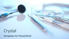  Presentation with dental - Audience pleasing presentation theme consisting of close-up dental instruments backdrop and a sky blue colored foreground