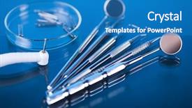  Presentation with dental - PPT theme having close-up dental instruments background and a teal colored foreground