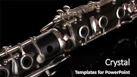  Presentation with clarinet - Colorful PPT theme enhanced with close up detail of clarinet on black background backdrop and a black colored foreground
