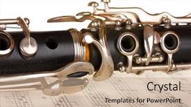  Presentation with clarinet - Presentation theme consisting of swing band - close up detail of clarinet background and a soft green colored foreground