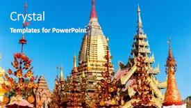  Presentation with myanmar bagan - PPT layouts featuring close-up-details-of-shwezigon background and a teal colored foreground