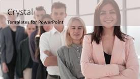  Presentation with diverse women - Slides having close-up-diverse-men background and a mint green colored foreground