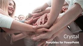  Presentation with people unity - Amazing presentation having close-up-diverse-young-people backdrop and a violet colored foreground