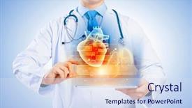  Presentation with car body repairer holding - PPT layouts featuring up of doctor's body background and a sky blue colored foreground