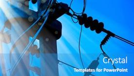  Presentation with blue line - Colorful presentation theme enhanced with close-up-electricity-power-line backdrop and a teal colored foreground