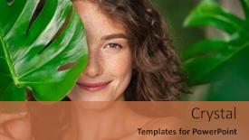  Presentation with green beauty - Colorful PPT layouts enhanced with close-up-face-of-beautiful backdrop and a red colored foreground