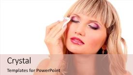  Presentation with face wash woman washing up - Audience pleasing PPT layouts consisting of close-up face of beautyful backdrop and a coral colored foreground