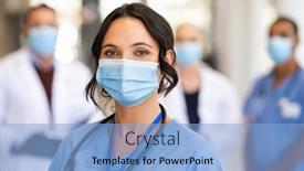  Presentation with medical virus - Presentation design with close-up-face-of-confident background and a light blue colored foreground
