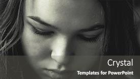 Presentation with sad girl - Colorful slide set enhanced with close-up face of a sad pensive teenager girl black and white portrait backdrop and a dark gray colored foreground