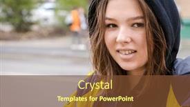  Presentation with happy life - Colorful presentation design enhanced with close-up face of a happy teenager girl in a jacket with a hood outdoors in autumn real people every day life backdrop and a tawny brown colored foreground