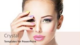  Presentation with pink nails - Audience pleasing presentation design consisting of close-up-face backdrop and a lemonade colored foreground