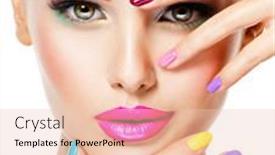  Presentation with multicolor - Theme with close-up-face background and a lemonade colored foreground