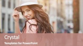  Presentation with 60s - Slides featuring close-up fashion woman portrait background and a coral colored foreground