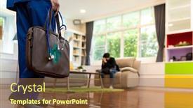  Presentation with waiting room - Colorful presentation theme enhanced with close-up-female-doctor backdrop and a tawny brown colored foreground