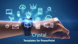  Presentation with smartwatch - PPT theme with close-up-female-hand background and a  colored foreground