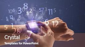  Presentation with people hold hand around globe - Presentation theme with close up female naked hand background and a  colored foreground