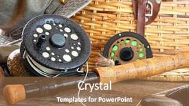  Presentation with fishing - Cool new PPT theme with close-up fly fishing rod backdrop and a coral colored foreground