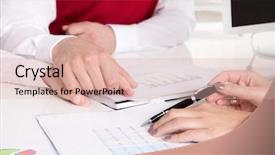  Presentation with teamwork - Slide set consisting of close up from business meeting background and a  colored foreground