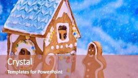  Presentation with gingerbread man - Beautiful slides featuring close-up ginger bread house backdrop and a coral colored foreground