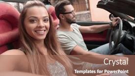  Presentation with joint - Slide deck consisting of close-up-girl background and a coral colored foreground